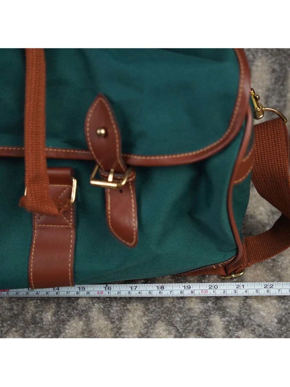 Vintage Polo Ralph Lauren Green Canvas Duffle Bag Top Flap W Buckle Closures EUC - Picture 9 of 15